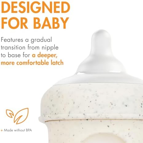 Close up of Boon platinum silicone medium flow nipple showing the gradual breast like transition design