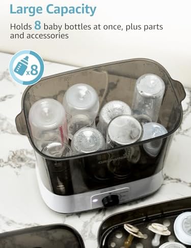 Grownsy sterilizer displaying 8 bottle capacity configuration