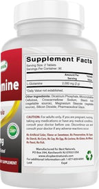 Best Naturals L-Glutamine tablets bottle back label ingredient list
