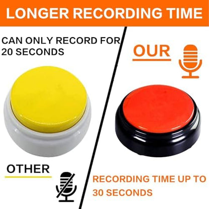 Bottom perspective of the pet communication tool revealing the recording and playback toggle switch mechanism.