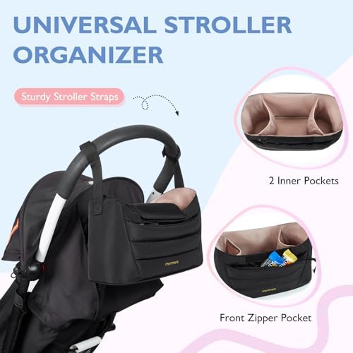 Mommore Diaper Bag attached to stroller with organizer straps