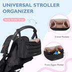 Mommore Diaper Bag attached to stroller with organizer straps