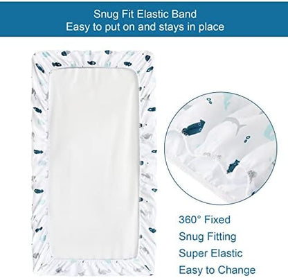 Springspirit changing pad cover installed smoothly on a standard thirty two by sixteen inch contoured nursery mattress.