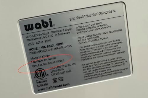 Wabi Baby UVC LED Sanitizer open door view with LED lights