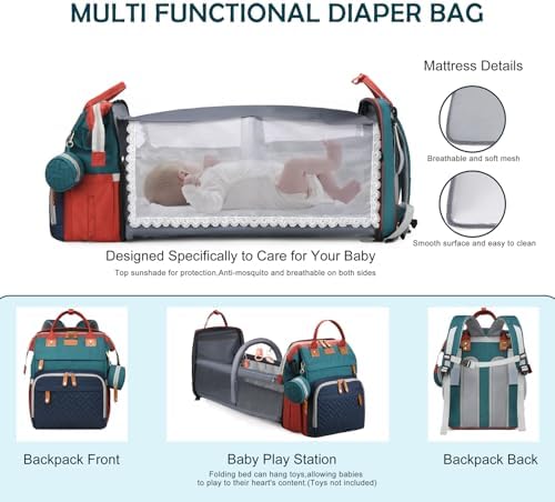 Cesailt diaper bag showing open fold out changing station