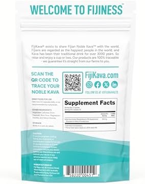 FijiKava dietary supplement packaging displaying premium relaxation benefits label.