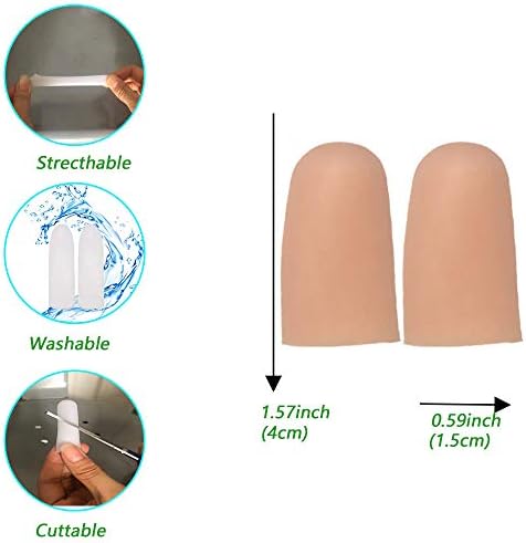 Washable and reusable silicone gel finger protectors being rinsed under water for cleaning.