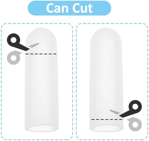 Trimming a flexible gel finger sleeve with scissors for a custom customized fit