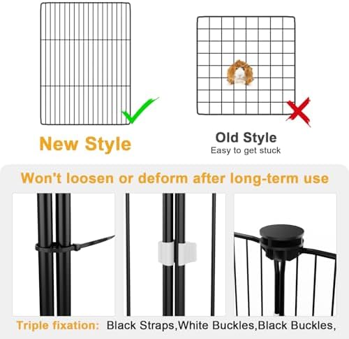 Tresbro Guinea Pig Cage with Top Cover & 12 Panels, Triple Fixing Measures Small Animal Playpen with Waterproof PVC Liner & One-Motion Hooks, 48 x 24 x 16 C&C Grids Cage for Bunny, Hedgehog, Hamster - Image 5