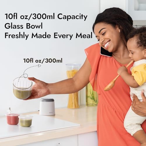 NCVI premium glass infant food maker showcasing the included food grade silicone spoons and spatula