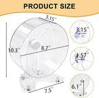 Clear plastic quiet gerbil wheel with independent freestanding metal base setup