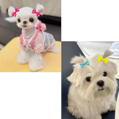 Assortment of puppy bowknot hair ties in various patterns