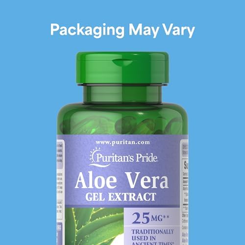 Close up of Puritan's Pride Aloe Vera softgels nutritional label
