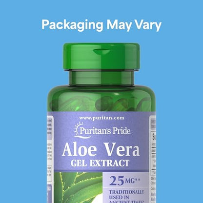 Close up of Puritan's Pride Aloe Vera softgels nutritional label
