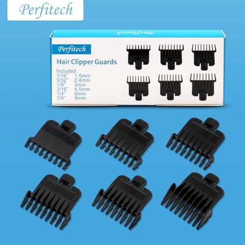 Perfitech trimmer guards six piece kit layout for barber precision blending