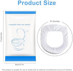 Zeckzoin portable waterproof toilet liner unfolded over a public restroom seat showing full coverage.