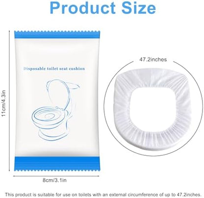 Zeckzoin portable waterproof toilet liner unfolded over a public restroom seat showing full coverage.