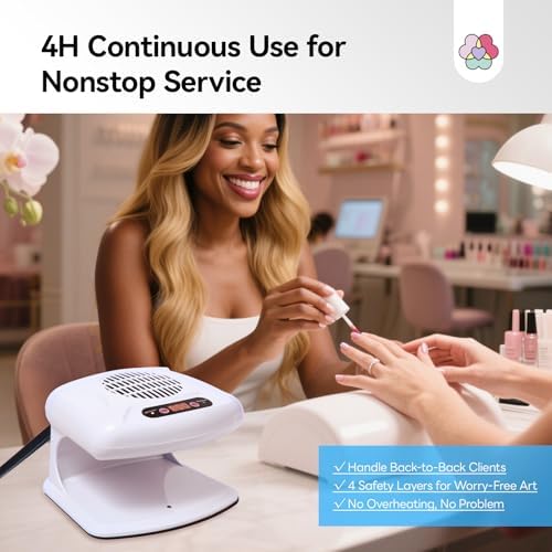 SAVILAND 5X Faster Dry Nail Dryer: 300W Strong-Air Nail Dryer for Regular Polish Smart Sensor Nail Polish Dryer Warm & Cool Wind Dual Air Dual Modes Battery-Free Nail Fan Home Salon Use - Image 6