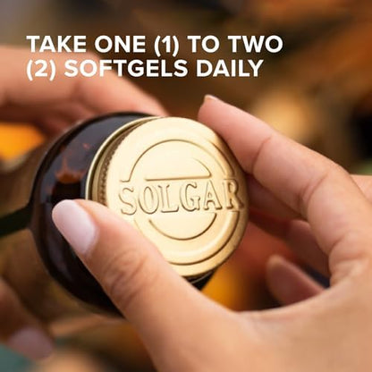 Side profile of Solgar Royal Jelly amber glass bottle highlighting the gluten and dairy free labels.