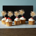 Packaging view of Gyufise 30pcs foil firework cupcake toppers