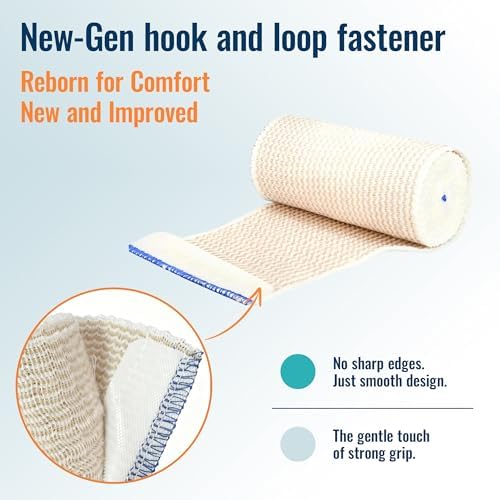 Latex-free 4 inch wide cotton bandage roll being applied to an ankle for support.
