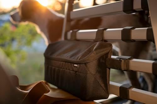 Side view of the weather resistant material on the pet storage bag