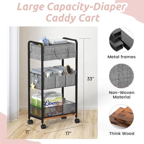 Lidtop rolling nursery storage cart with detached top basket