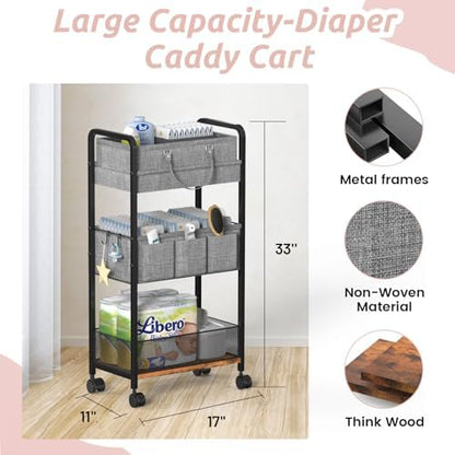 Lidtop rolling nursery storage cart with detached top basket