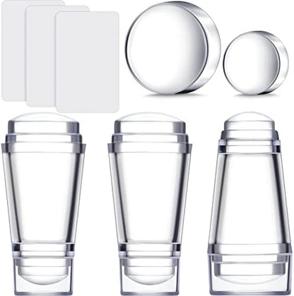 Spakon 6 piece clear silicone nail art stamper kit front view