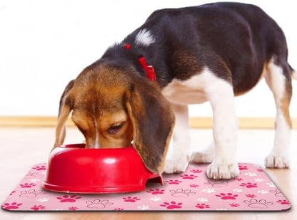 Zoeeya Pink Feeding Mat In Use With Bowls