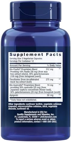 Life Extension Senolytic Activator supplement bottle label details