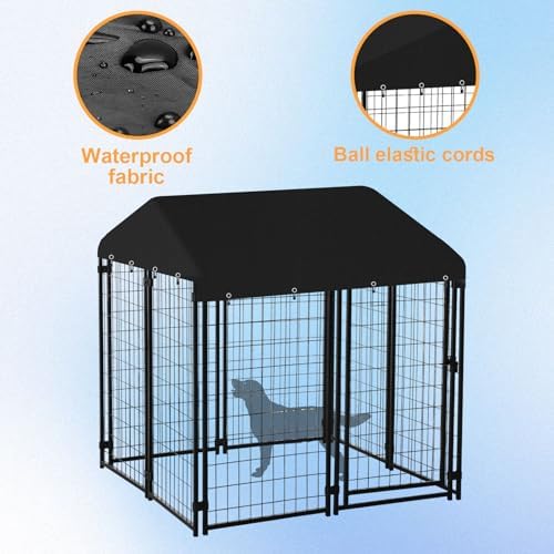 Tear resistant heavy duty pet enclosure cover protecting from sun and wind elements