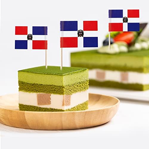 Miniature flag cocktail picks in a bowl