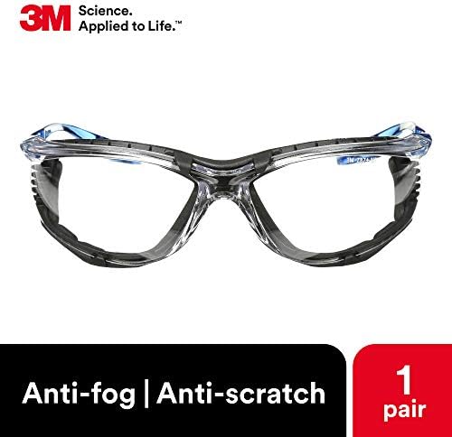 3M anti fog safety goggles displaying the removable black foam gasket lining
