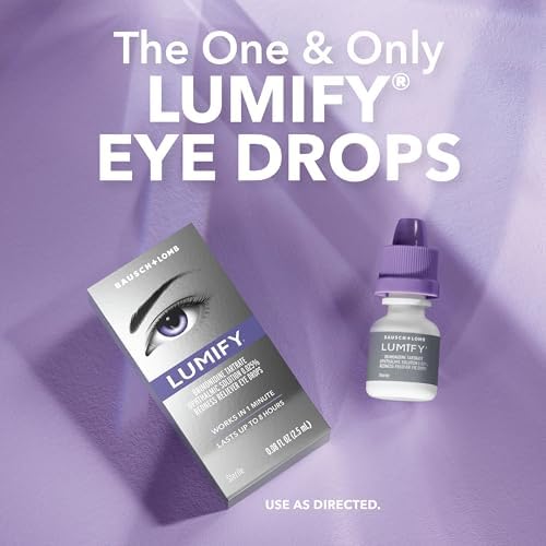 Close up of LUMIFY eye drop bottle for rapid redness relief