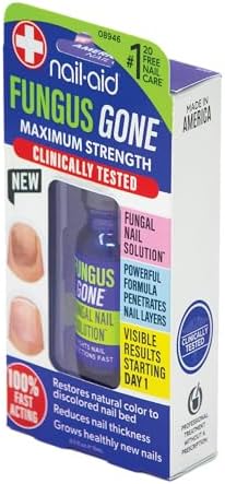 Nail-Aid Fungi Gone clear liquid solution for yellow discolored nails.