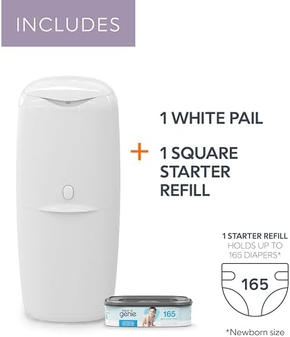 Diaper Genie Compact Pail white finish side profile