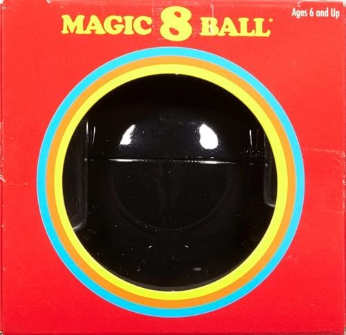Retro style packaging of Mattel Magic 8 Ball