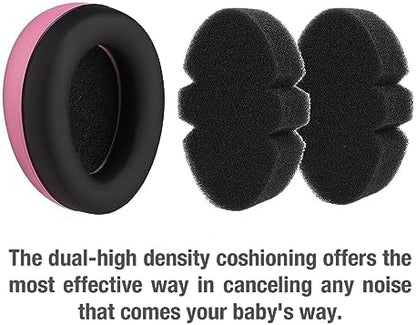 PandaEar baby headphones worn by a happy toddler