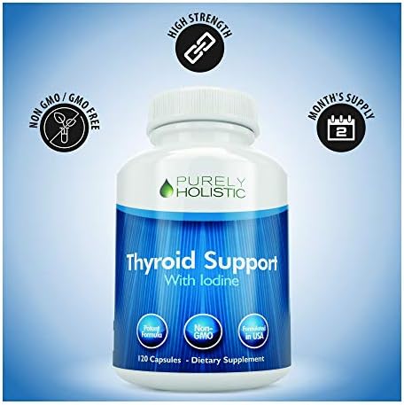 Purely Holistic Thyroid Support 120 capsules front bottle view for metabolism balance