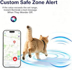 Real time location tracking interface of the smart pet device on a smartphone.