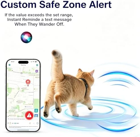 Real time location tracking interface of the smart pet device on a smartphone.