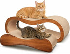 Simple Deluxe corrugated cardboard scratcher board with the inner piece removed to show the unique hidden nesting bed setup.