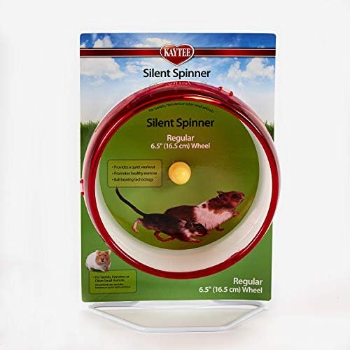 Kaytee 6.5 inch silent spinner wheel standing on its wire base