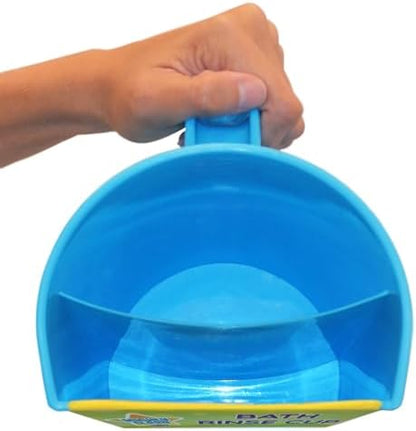 Parent using Mighty Clean Baby cup to rinse infant hair