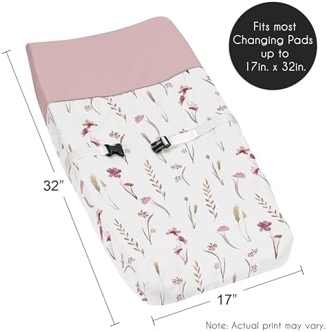 Boho floral garden baby changing sheet styled on standard pad