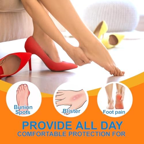 Invisible adhesive blister bandages applied to the back of a heel