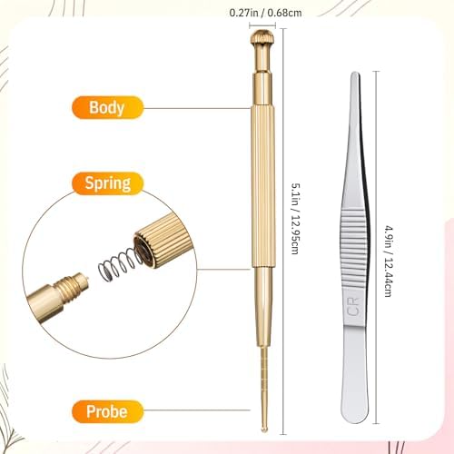 Stainless steel acupuncture probe and tweezers for precise ear seed application