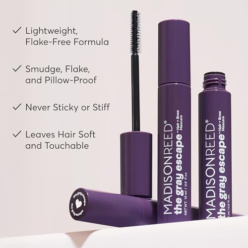 Madison Reed The Gray Escape Hair & Brow Mascara â€“ Quick-Dry, All-Day Gray Coverage for Roots & Brows, Smudge-Proof, Titanium Dioxide-Free, Argan Oil & Ginseng â€“ Dark Brown â€“ 15mL - Image 4