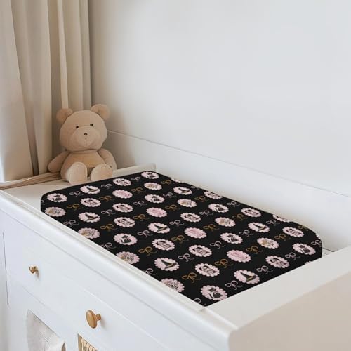 Top down view of spooky cute Halloween baby changing mat cover